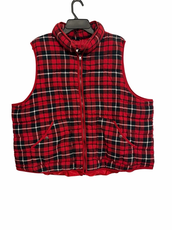 Ava & Viv Jackets & Blazers - Ava & Viv Red Black Plaid Puffer Vest